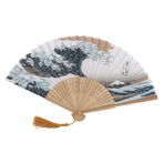 SEAFRONT Retro Japonya Hayranları Çiçekler Oyma Bambu Katlanır Fan Hafif Taşınabilir Dans Sahne Sahne Performansı Için Düğün Hediyesi Taklit Ipek Yüzey (Erqing 25 kemik)