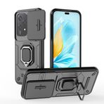 SEAHAI Honor 200 Lite 5G için Kılıf, Ultra ince Koruyucu Silikon TPU Darbeye Dayanıklı Hibrit Sert PC Arka Telefon Kılıfı, Slayt Kamera Kapağı ve Halka Destek Çubuğu ile - Siyah