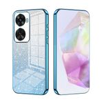 SEAHAI HUAWEI nova 12 SE için kılıf, Ultra İnce Şeffaf Gradyan Renk Parlayan Desenli Kart Kaplama Tasarımı Darbeye Dayanıklı TPU Tampon Yumuşak Silikon Moda Kapak - Mavi