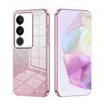 SEAHAI OPPO A80 5G için kılıf, Ultra İnce Şeffaf Gradyan Renk Parlayan Desenli Kart Kaplama Tasarımı Darbeye Dayanıklı TPU Tampon Yumuşak Silikon Moda Kapak - Pembe