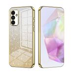 SEAHAI Samsung Galaxy A16 5G/4G için Kılıf, Ultra İnce Şeffaf Gradyan Renk Parlayan Desen Kart Kaplama Tasarımı Darbeye Dayanıklı TPU Tampon Yumuşak Silikon Moda Kapak - Altın