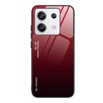 SEAHAI Xiaomi Poco M6 Pro 4G için Kılıf, Ultra İnce Gradyan Renkli Temperli Cam Sert Arka ve Yumuşak Silikon TPU Tampon Hibrid Darbeye Dayanıklı Kapak, Zarif Kırmızı