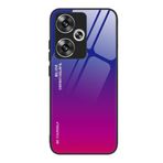SEAHAI Xiaomi Redmi 13 4G / Xiaomi Poco M6 4G için Kılıf, Ultra İnce Gradyan Renkli Temperli Cam Sert Arka ve Yumuşak Silikon TPU Tampon Hibrit Darbeye Dayanıklı Kapak, Renkli Mor