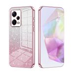 SEAHAI Xiaomi Redmi Note 12 Pro+ Plus 5G için Kılıf, Ultra İnce Şeffaf Gradyan Renk Parlayan Desen Kart Kaplama Tasarımı Darbeye Dayanıklı TPU Tampon Yumuşak Silikon Moda Kapak - Pembe