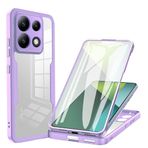 SEAHAI Xiaomi Redmi Note 13 Pro 4G / Poco M6 Pro 4G için şeffaf kılıf, entegre ekran koruyuculu, 360° tüm gövde zırhı silikon TPU tampon darbeye dayanıklı cep telefonu kılıfı koruyucu kılıf. Mor