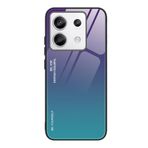 SEAHAI Xiaomi Redmi Note 13 Pro 4G / Xiaomi Poco M6 Pro 4G için Kılıf, Ultra İnce Gradyan Renkli Temperli Cam Sert Arka ve Yumuşak Silikon TPU Tampon Hibrit Darbeye Dayanıklı Kapak, Gradyan Mavi