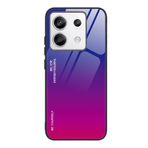 SEAHAI Xiaomi Redmi Note 13 Pro 4G / Xiaomi Poco M6 Pro 4G için Kılıf, Ultra İnce Gradyan Renkli Temperli Cam Sert Arka ve Yumuşak Silikon TPU Tampon Hibrit Darbeye Dayanıklı Kapak, Renkli Mor