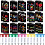 Seajan 30 Pcs Teacher Appreciation Gift Set Thank You Gifts Bulk Funny Motivational Thumbs up Hand Gesture Ballpoint Pen Inspirational Teacher Journal Notebook Small Notepad for Teachers Gifts