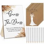 Seajan Guess The Dress Gelin Duş Oyunu Ahşap Oyun İşareti Eğlenceli Gelin Duş Oyunları Masa İşareti 50 Küçük Tahmin Kartı Misafirler için 50 Kalem Düğün Oyunları Bekarlığa Veda Partisi Malzemeleri