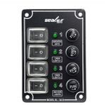 Sealux Marine 4 Anahtarlı Switch Panei Dik 12-24v Kontrol Paneli