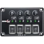 Sealux Marine Switch Panel 4 lü Yatay 12-24v Kontrol Paneli