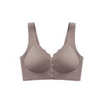 Seamless Bra - Feel | Kahverengi Lazer Kesim Çizgi Detaylı Önü Açılabilir Dikişsiz Kadın Sütyen