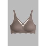 Seamless Bra - Liny | Kahverengi Lazer Kesim Dikişsiz Çizgi Desenli Dekolteli Kadın Sütyen