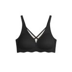 Seamless Bra - Liny | Siyah Lazer Kesim Dikişsiz Çizgi Desenli Dekolteli Kadın Sütyen