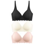 Seamless Bra - Lumera|Lazer Kesim Balensiz Rib Dokulu Dalga Kesim Dikişsiz Kadın Sütyen 3'lü Paket-2