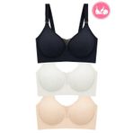 Seamless Bra - Nuvia | Lazer Kesim Klipsli Önden Açılabilir Dikişsiz Emzirme Sütyeni 3'lü Paket