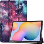 Seashell Digital Desen Baskı Üç Katlı Stand Deri Kabuk Için Samsung Galaxy Tab S6 Lite (2024/2022/2020) KOZMIK Uzay Tablet Kılıfı (Yurt Dışından) - Renkli