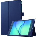 Seashell Digital Litchi Cilt Folio Deri Standlı Samsung Galaxy Tab A 9.7 T550 T555 Tablet Kılıfı (Yurt Dışından) - Koyu Mavi