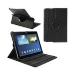 Seashell Digital Samsung Galaxy Note 10.1(2014 EDITION)SM P600 BLACK 360 Döner Litchi Tahıl Deri ve Stand Tablet Kılıfı (Yurt Dışından) - Tablet Kutuları - Siyah