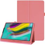 Seashell Digital Samsung Galaxy Tab A 10.1 (2019) Litchi Texture Deri Çizilmeye Dayanıklı Çift Katlı Stand Flip Elastik Kayışlı Tablet Kılıfı (Yurt Dışından) - Pembe