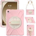 Seashell Digital Samsung Galaxy Tab A9 Pc Silikon El Bandı Omuz Askısı Tablet Kılıfı (Yurt Dışından) - Açık Pembe