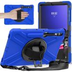 Seashell Digital Samsung Galaxy Tab S9 Fe s9 s8 s7 Pc Silikon Sağlam El Bandı omuz Askılı Tablet Kılıfı (Yurt Dışından) - Mavi - Siyah