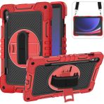 Seashell Digital Samsung Galaxy Tab S9 Silikon Pc Bilek Bandı Omuz Askısı Tablet Kılıfı (Yurt Dışından) - Kırmızı - Siyah