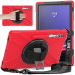 Seashell Digital Samsung Galaxy Tab S9 Ultra X910 S8 Ultra X900 X906 Pc Silikon El Bandı Omuz Askılı Tablet Kılıfı (Yurt Dışından) - Kırmızı - Siyah