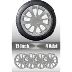 Seat Ibiza Cordoba 15" Inç Uyumlu 4 Adet 1 Takım Gri Kırılmaz Esnek Jant Kapağı 031 - Universal