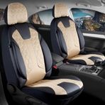 Seat İbiza ESKİ Lüx Deri Detaylı Oto Koltuk Kılıfı Ön Arka Takım Cyrus BEJ SİYAH