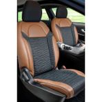 Seat Ibiza Eski Yarı Deri Oto Koltuk Kılıfı Ön Arka Set Kahverengi Siyah Premium Seri Şhn - Kahverengi - Siyah