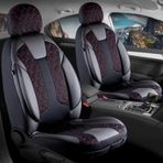 Seat İbiza YENİ Lüx Deri Detaylı Oto Koltuk Kılıfı Ön Arka Takım Cyrus SİYAH KIRMIZI