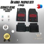 Seat Leon 2020 Model Uyumlu Siyah- Kırmızı Renk Premium Oto Paspas Seti - Renkli