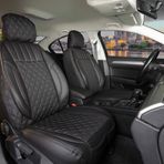 Seat Leon Lüx Yarı Deri Oto Koltuk Kılıfı Ön Arka Takım İSTANBUL SERİSİ TAM SİYAH