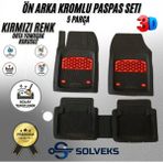 Seat Leon Mk4 Otom. 2021 Model Uyumlu Siyah- Kırmızı Renk Oto Paspas Seti - Çok Renkli