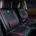Seat Leon Reference Uyumlu Oto Koltuk Kılıfı Deri, Kumaş Jupiter Siyah Kırmızı - Siyah - Kırmızı