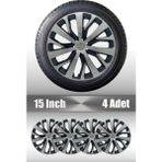 Seat Leon Toledo Altea 15" Inç Uyumlu 4 Adet 1 Takım Gri Siyah Jant Kapağı 047