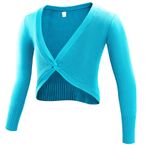 SEAUR Bale Şal Ceket Kız Uzun Kollu Hırka Dans Bale Ceketi Jimnastik Yoga Bolero Dans Süveter Üst - Tavus Kuşu Mavisi - XXL