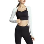 SEAUR Bolero Kadın Yoga Dans Spor Omuz Ceketi Bale Örgü Ceket Kısa Ön Açık Fitness Shrug Hırka Üst S M L XL, Beyaz, S