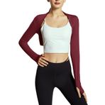 SEAUR Bolero Kadın Yoga Dans Spor Omuz Ceketi Bale Örgü Ceket Kısa Ön Açık Fitness Shrug Hırka Üst S M L XL, Kırmızı, L