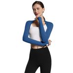 SEAUR Bolero Kadın Yoga Dans Spor Omuz Ceketi Bale Örgü Ceket Kısa Ön Açık Fitness Shrug Hırka Üst S M L XL, Koyu mavi, XL