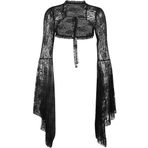 SEAUR Gotik dantelli Shrug kadın siyah uzun kollu bolero vintage punk hırka kırpma üst giyim, parti, kulüp, karnaval, cadılar bayramı için, A 02, M