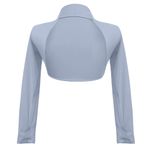 SEAUR Kız çocuk bale örgü ceket, uzun kollu, omuz ceketi, şık bolero hırka, çocuk, dans, açık ön örgü ceket, Mavi, 7-8 Yaş