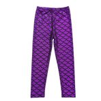 SEAUR Kız çocuk spor tayt uzun yoga pantolonu dar koşu pantolonu spor pantolonu antrenman pantolonu - 100-160cm, Meerjungfrau Lila, 130