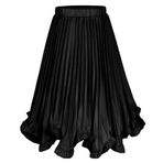 SEAUR Maxi etek, kız çocuk, uzun, pileli etek, fırfırlı etek, yazlık etek, hafif, parlak, elastik bel, çocuklar 110-165=(EU 104-164), Siyah, 104-110