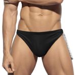 SEAUR Mayo Erkek Slip Mayo Dar Kısa Mini Yüzme Şortu Metal Tokalı Seksi Yüzme Külotları Yaz Plaj Havuz EU S-XL = Gün. No M-XXL, Siyah bağcık, M