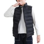 SEAUR Puffer Kış Yelek Çocuk Yastıklı Kolsuz Termal Ceket Hafif Sıcak Yelek Erkek Jile Rüzgar Geçirmez Fermuar 3-10 Yaş, siyah, 12-13 Years