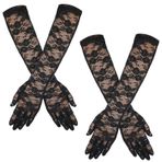 SEAUR Uzun Eldiven Kadın Dantel Siyah Beyaz Gelin Eldiveni Parti Dantel Eldiveni Gotik Punk Düğün Cosplay Karnaval için - 2 Çift, 2 çift siyah., Ölçü Birimi