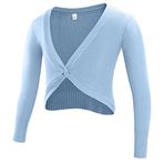 SEAUR Wrap Ceket Kız Dans Bale Ceketi Uzun Kollu Hırka Bale Jimnastik Yoga Bolero Dans Kazak Üst - A Açık Mavi - L