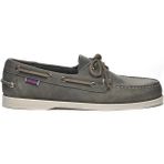 Sebago Docksides Portland Erkek Deri Günlük Ayakkabı Kaymaz Kauçuk Tabanlı 360° Bağcıklı - Koyu Gri